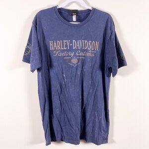 Harley Davidson Blue Mens Stained T-Shirt Tucson Arizona Motorcycle Size XL
